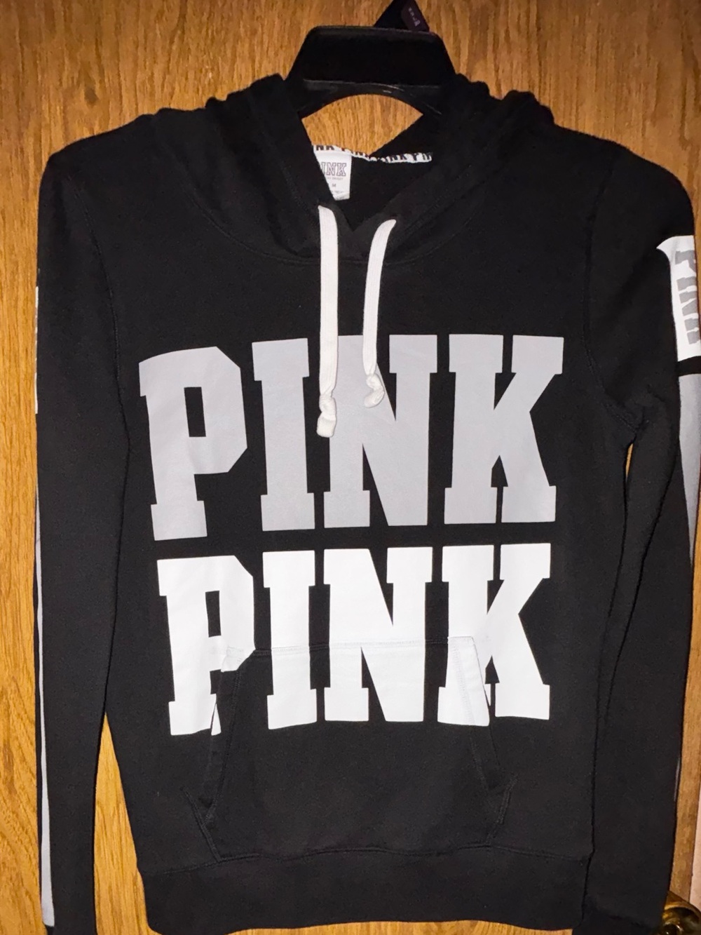 PINK Victoria's Secret Black Hoodie with White Logo